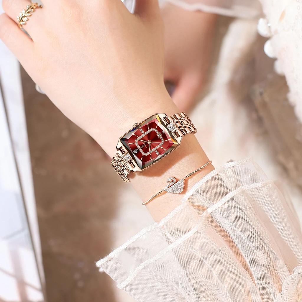 POEDAGAR Luxury Elegant Watch For Woman Date Waterproof Rectangle Ladies Watch Stainless Steel Quartz Women Watches