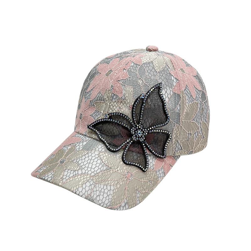 New lace visor children's summer mesh diamond butterfly baseball cap fashion sun protection sun cap