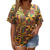 Top Casual da Donna a Manica Corta Tie Dye con Lacci e Scollo a V Taglie Forti