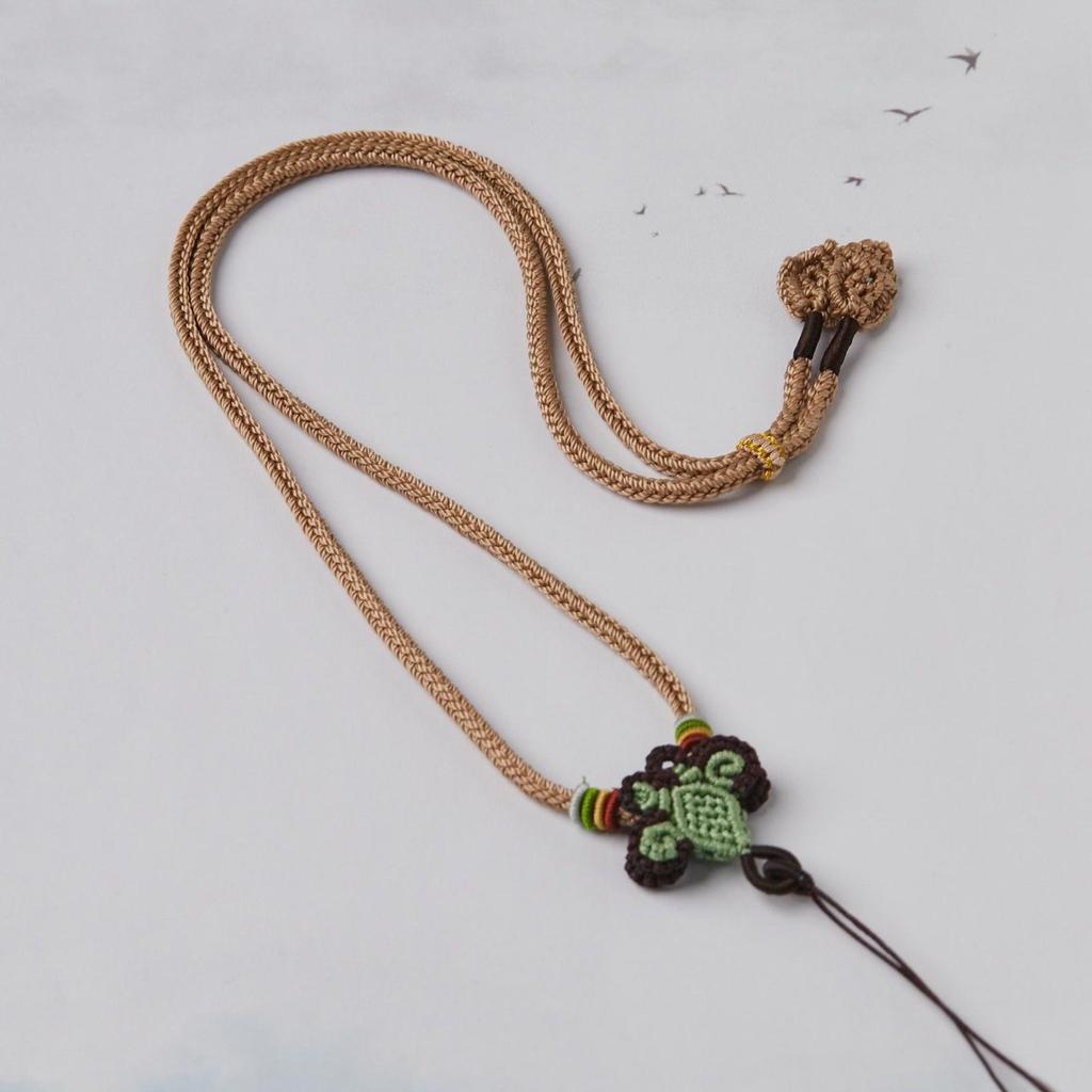 High-Quality Handmade Woven Phoenix Tail Knot Pendant Sweater Chain In A Thousand Miles of Rivers and Mountains Color