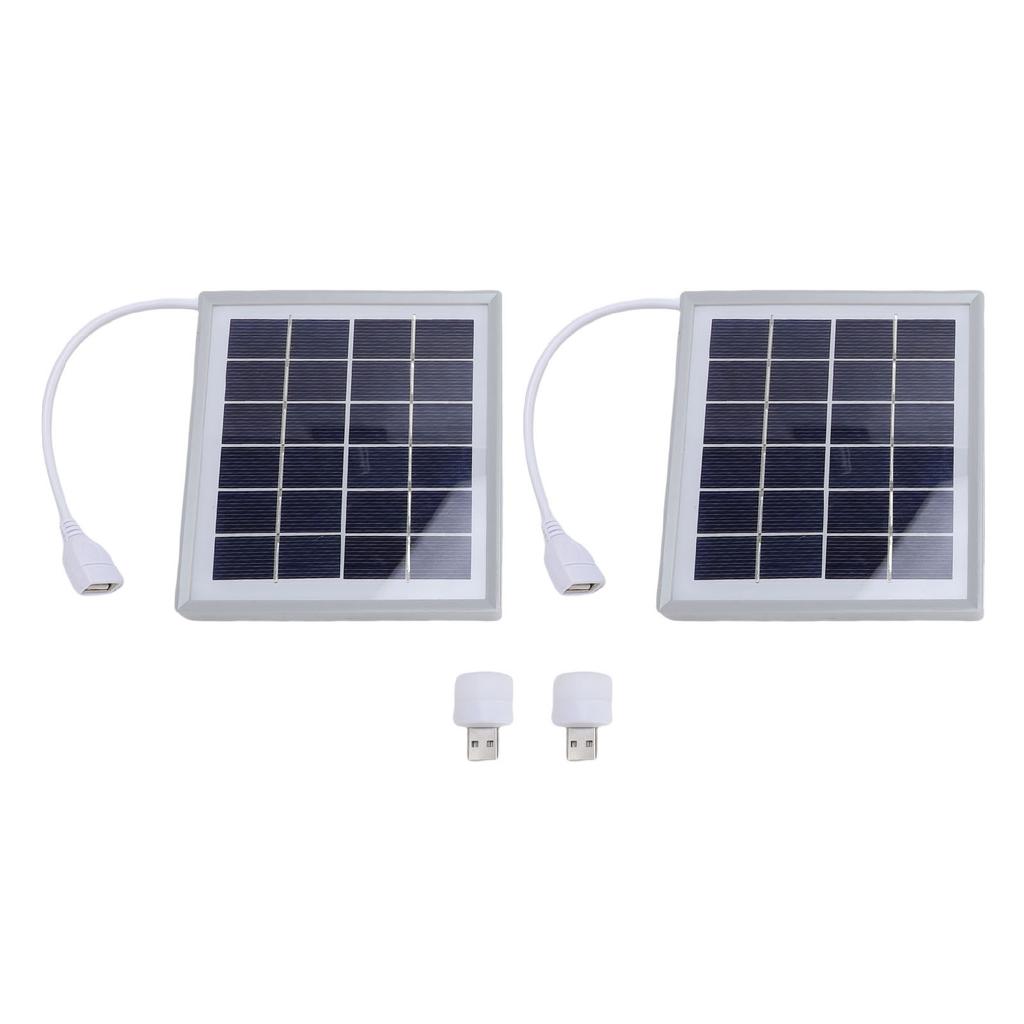 2pcs Monocrystalline Solar Panel USB Solar Panel Charger 5W Portable Solar Led Light Bulb for Camping Hiking Tent