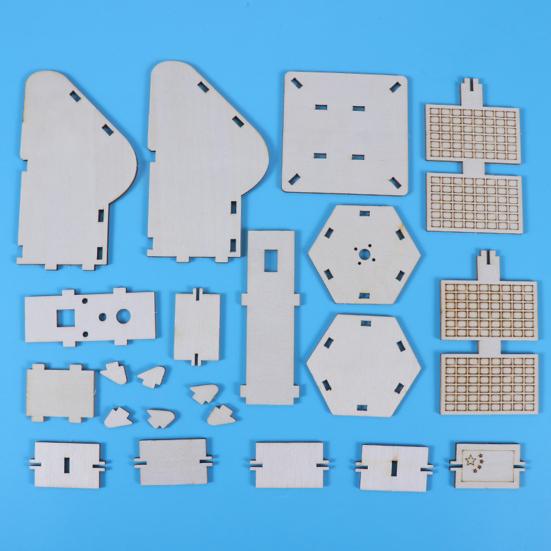 1 Sada DIY Model Umělé Družice Stavebnice Vzdělávací Ručně Vyráběné Dřevěné Puzzle Model Družice Dětské Projekty pro Vědecké Objevování STEM Hračka