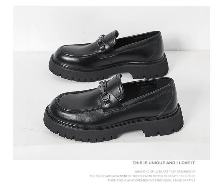 Men's Plus Size Slip-On Leather Loafers with Thick Soles - Fashionable Platform Design