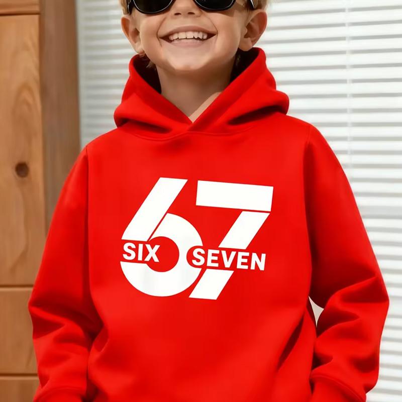 Unisex Graphic Fun 67 Hooded Pullover Sweater Long-sleeved Comfortable Stylish Street Style Long-sleeved Children's Wear
