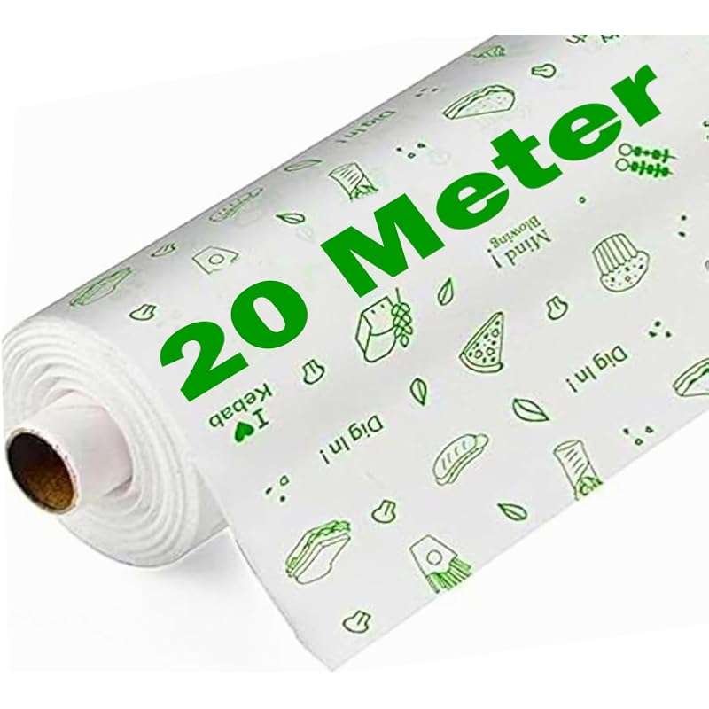 Ofixo 20 Meters Food Wrapping Paper Roll - Premium Non-Stick Butter Wrapping Paper. Food Wrapping Paper, Re-Heatable Non