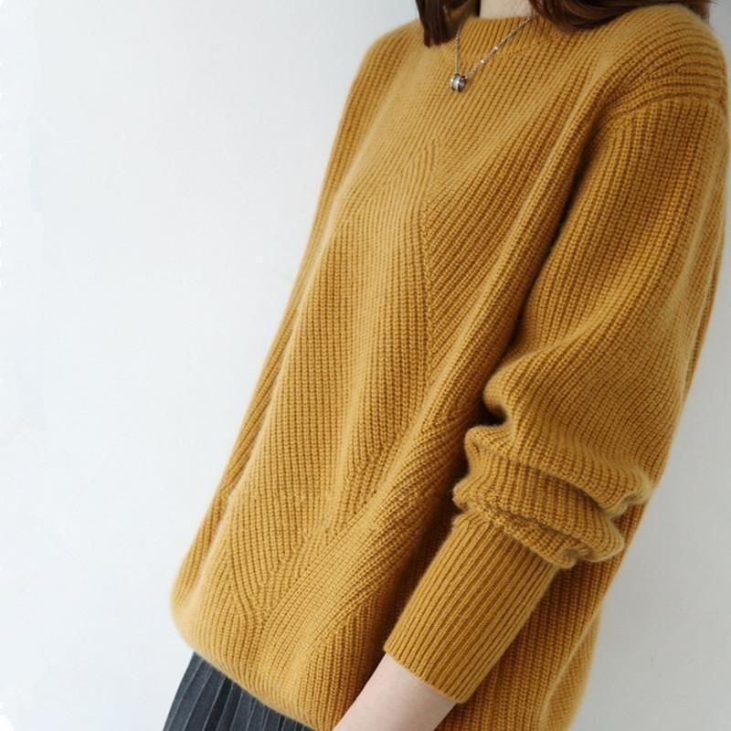 Autumn and Winter Women's Round Neck Sweater Loose Knitted Base Sweater Women's Pullover Sweater