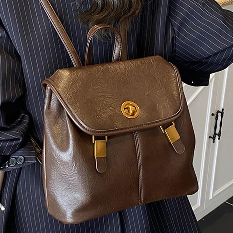 New Autumn Backpack Female College Student Simple Backpack Female High Value Double Shoulder Large Capacity Travel Backpack