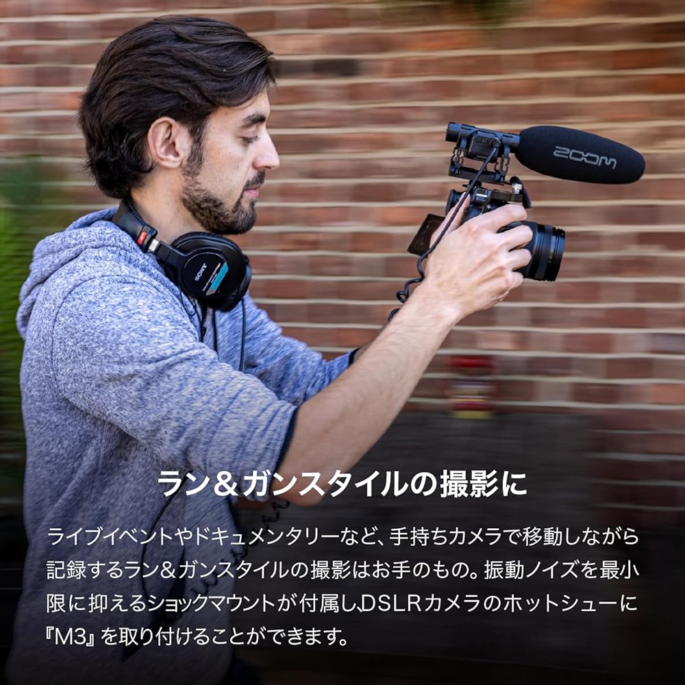 ZOOM M3 32-bit Float On-Camera Recorder with Distortion-Free Shotgun Microphone, Stereo Recording, and Backup Recording, Authentic Japanese Product