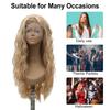 VOCOSTE Lace Front Wig, Heat-Resistant Long Body Wave Wig for Women, Synthetic Fiber, Everyday Wig (Blonde, 61cm)