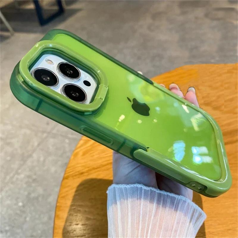 Průhledný držák stojánku na nárazník Pouzdro na telefon pro iPhone 13 12 11 14 15 Pro Max 13Pro XR XS Max X 11 Nárazuvzdorná ochrana fotoaparátu Zadní kryt