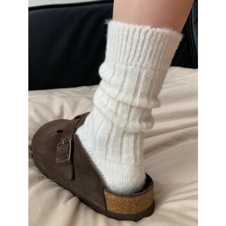 New Winter Cashmere Wool Women Socks Casual Japanese Fashion Solid Color Thicker Long Sock Girls Thermal Warm Crew Sock