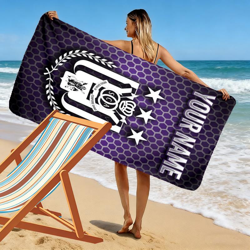 Name Custom RSC Anderlecht Print Beach Towel, Large Soft Quick Dry Towel for Beach Camping Swimming