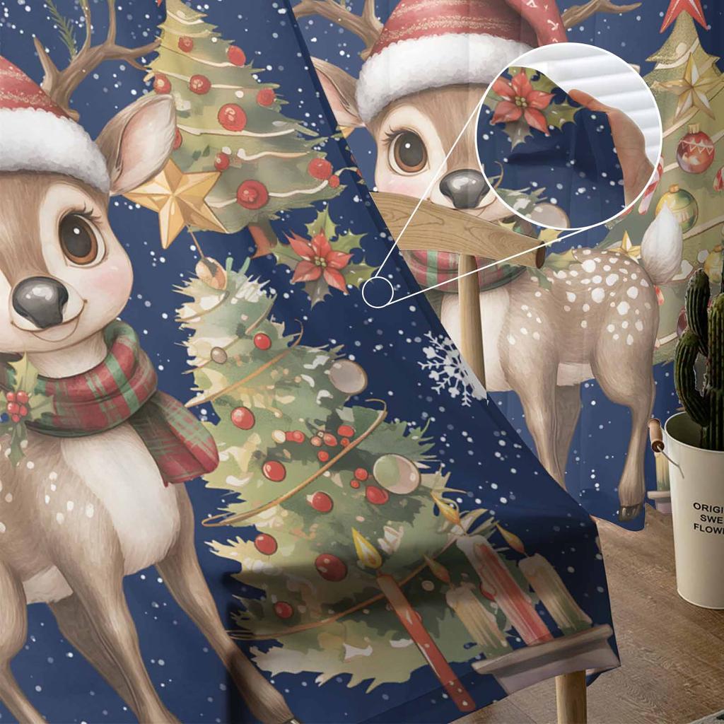 Jul- och Vinterklockgardiner för Vardagsrum Sovrum Heminredning Fönster Voile Tyllgardin Draperier