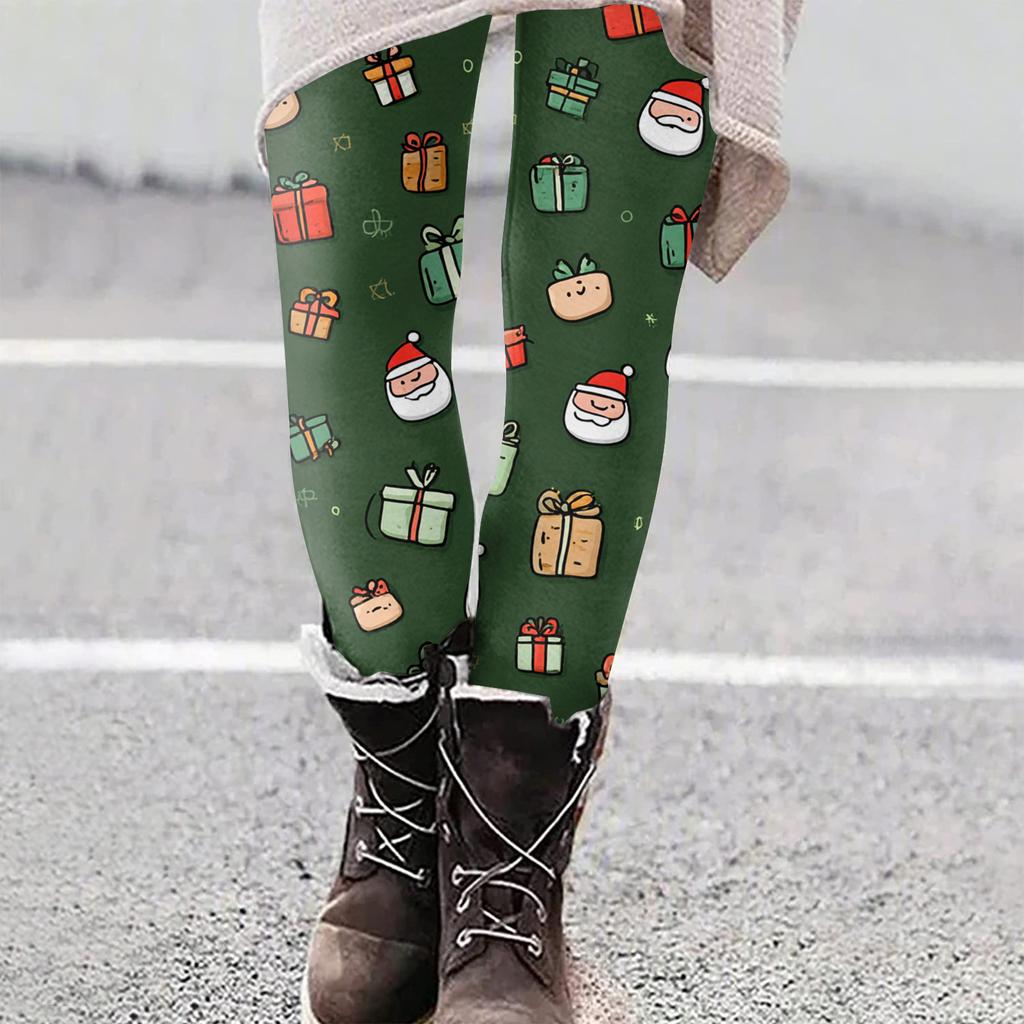 Women's Christmas Print Slim Fit Elastic Yoga Casual Pants
