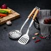 Wooden Handle Wok Spatula 304 Stainless steel spatula cooking Utensils spoon long handle Large Size turner Fried Steak Shovel