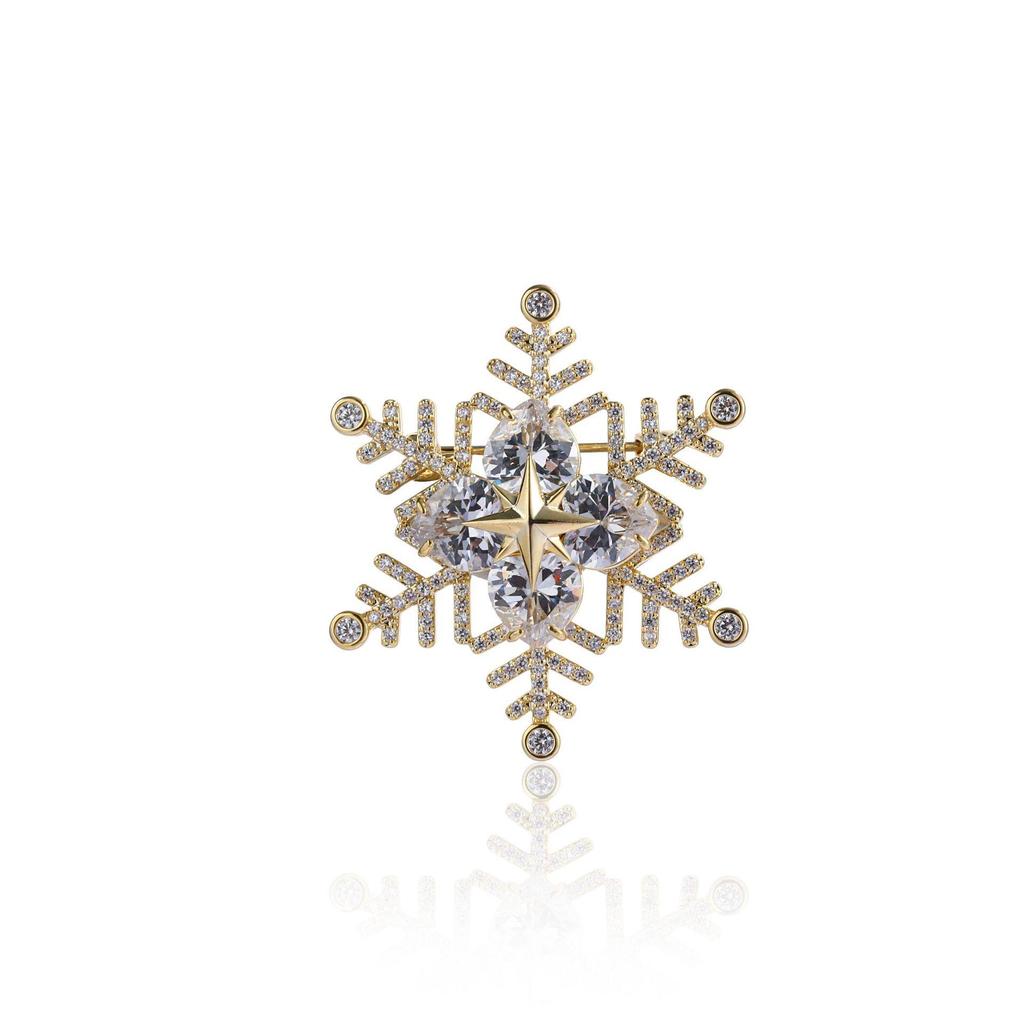 Snowflake & Butterfly Zircon Brooch with Freshwater Pearl for Women's Korean Style Suit Coat