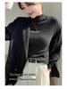 Women's Soft & Fluffy Cashmere Long-Sleeve Base Shirt with Half-High Collar for Spring, Autumn & Winter - Warm Fleece Inner Wear.