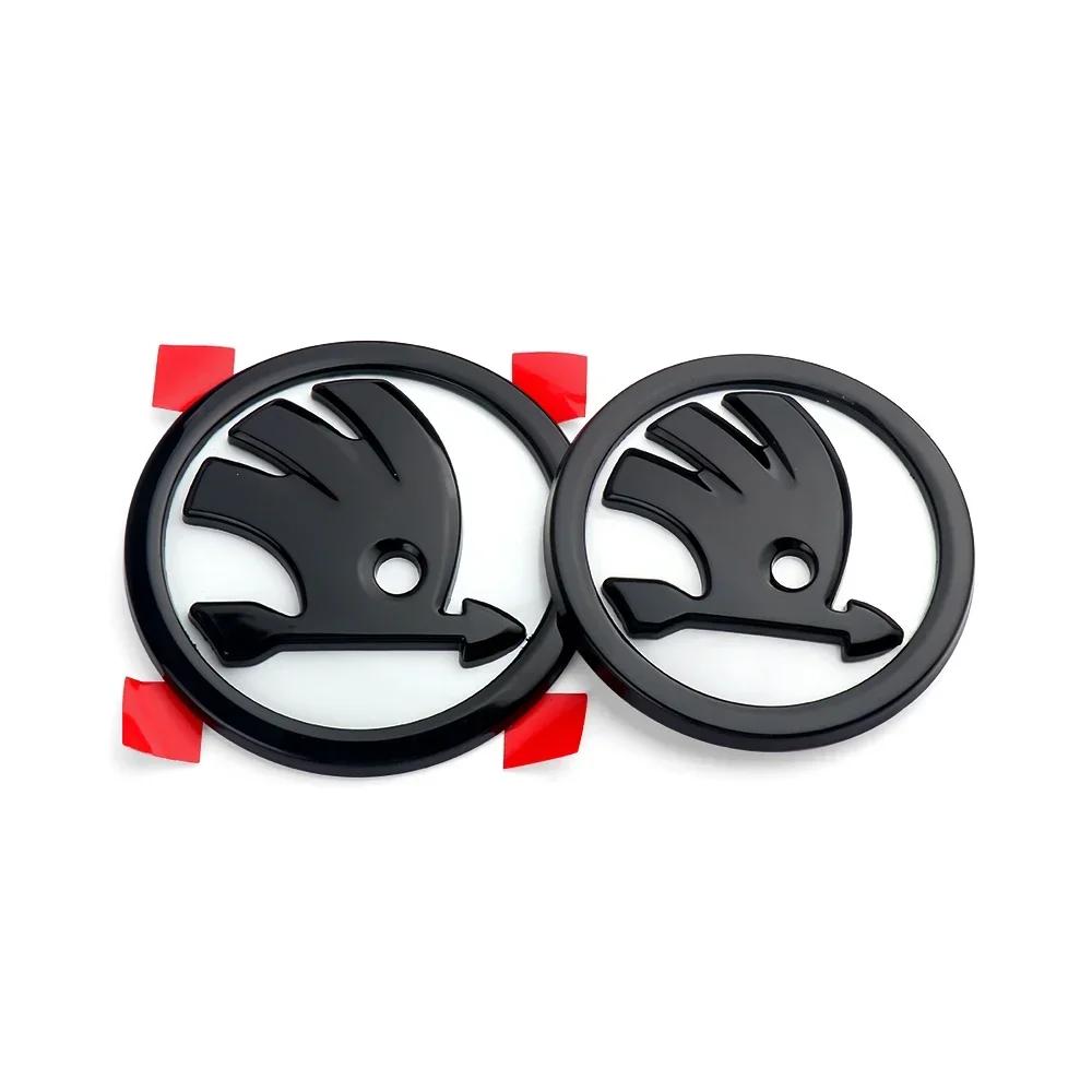 

Car Sticker 2025 Hot 2pcs 80/90/100mm Car Front Hood Badge Rear Trunk Emblem Sticker for Skoda Rapid Fabia Octavia 2 A7 Yeti Sup 1pc 80mm 1pc 100mm