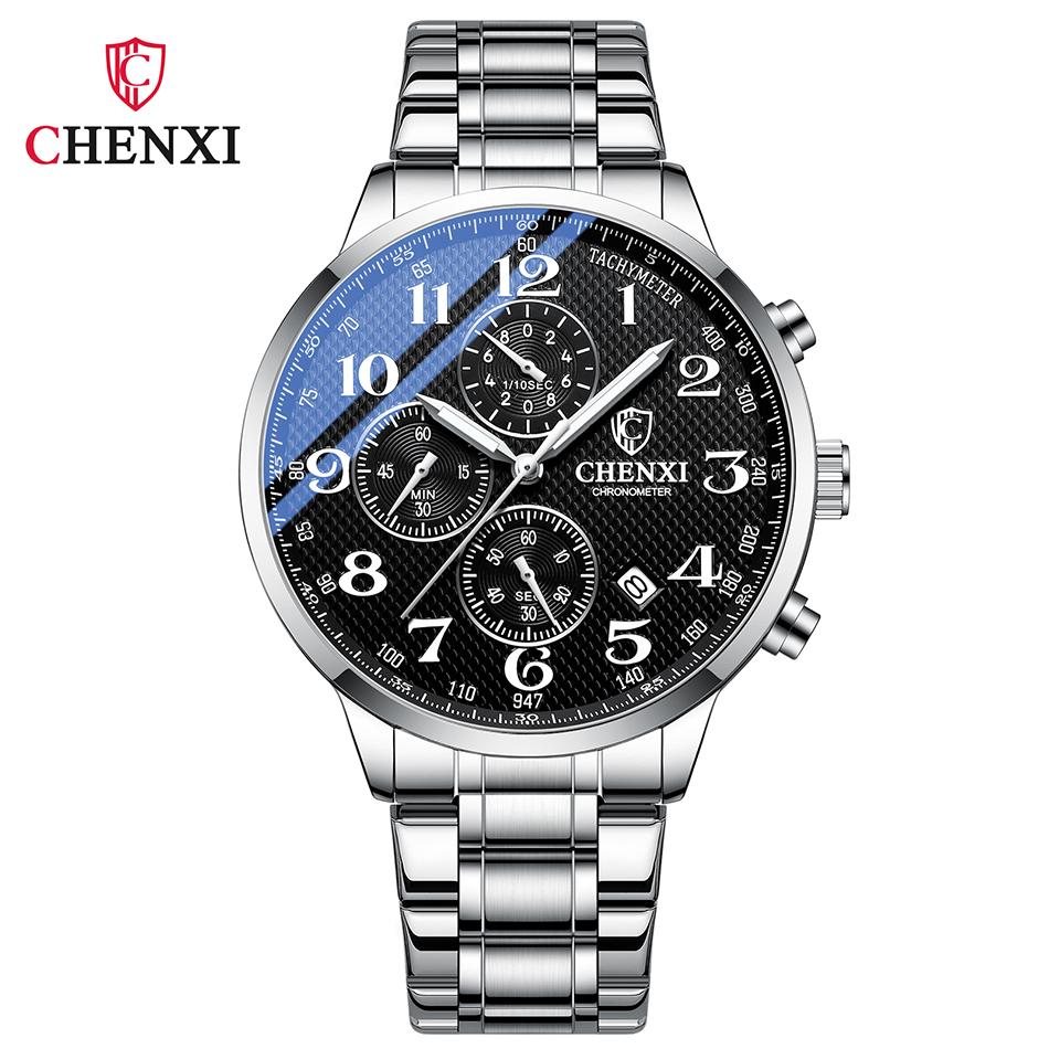 Watches For Men CHENXI Brand High Quality Waterproof Quartz Chronograph Watch Luminous Calendar Stainless Steel Wristwatch