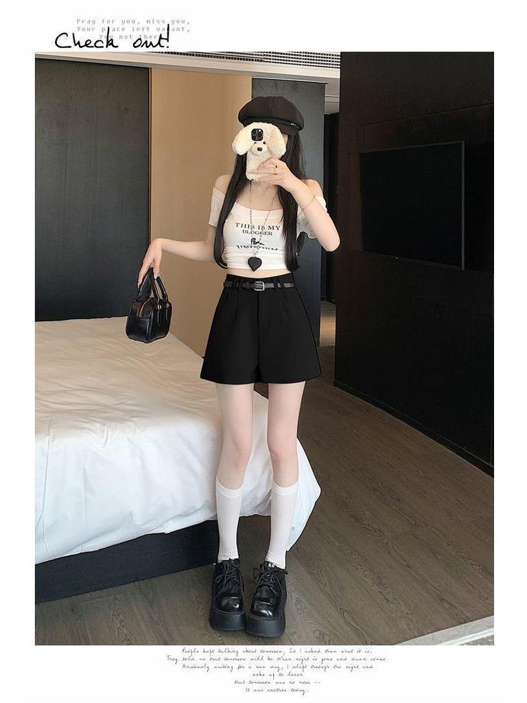 Women's High-Waisted A-Line Casual Suit Shorts - Slimming, Loose, Versatile, Summer Outerwear