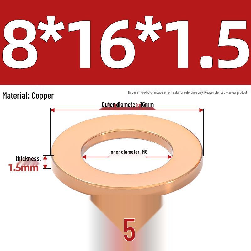 National Standard Red Copper Gasket Seal Ring and Flat Washer M3-M60mm for Marine Instruments