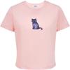 ONLY Women's Cute Cat Print Ribbed Short Sleeve T-Shirt