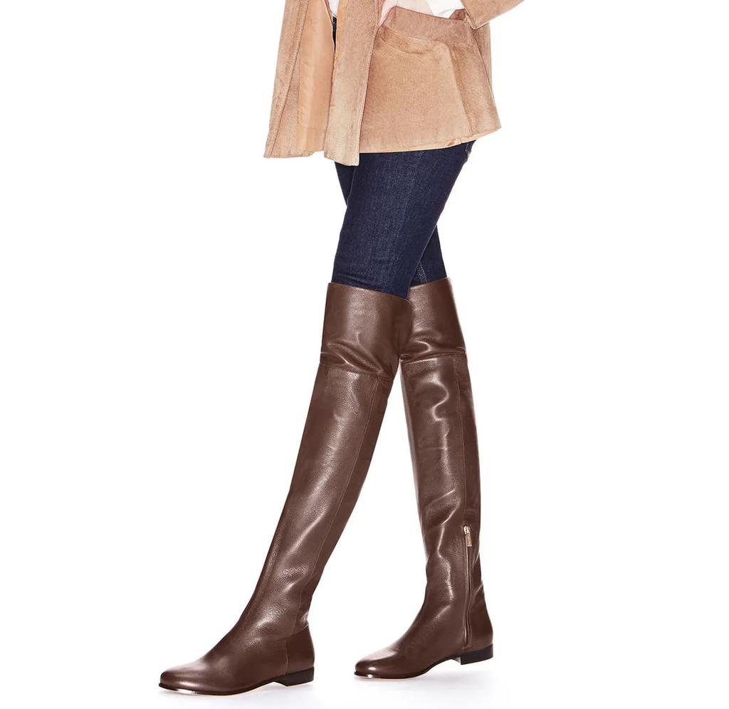 Fashion 2025 Winter Fashion Women Boots Black/brown Side Zipper Round Toe Square Heel Over The Knee Flat Boots Casual Knight Boots