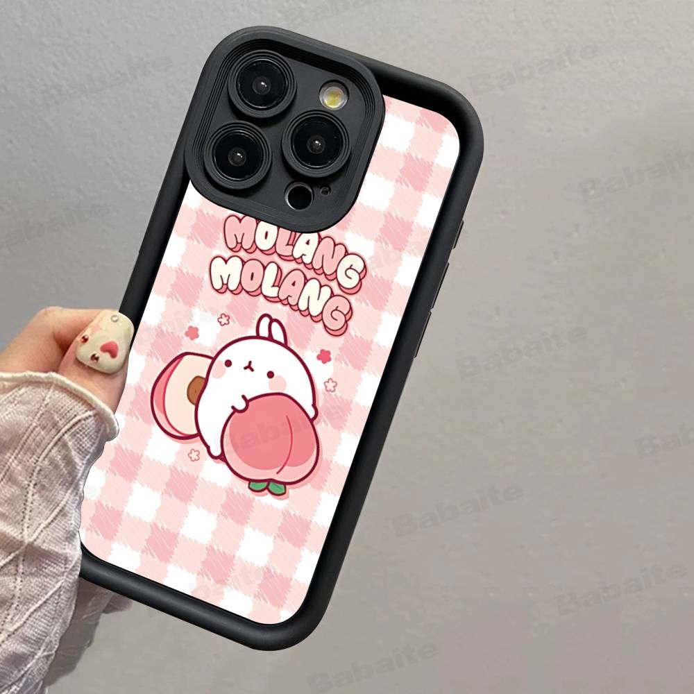 Kawaii Cute Rabbit M-MolangS Anime Silicone Soft Phone Case For IPhone 17 16 15 14 Plus 13 12 Mini 11 Black Cover