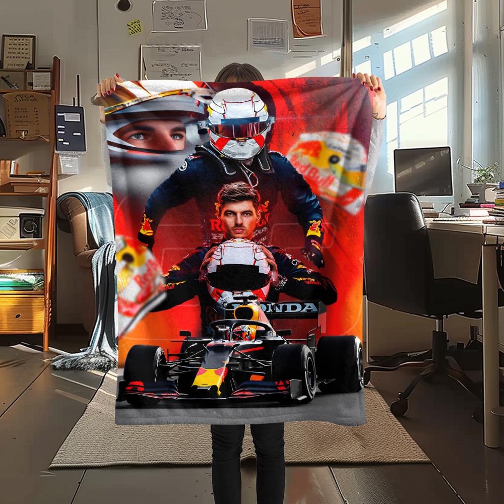 1 pièce Couverture en Flanelle Imprimée Max Verstappen, Haute qualité Toutes Saisons, Décoration d'Intérieur, Chaleur et Confort, Parfaite pour les Cadeaux de Noël