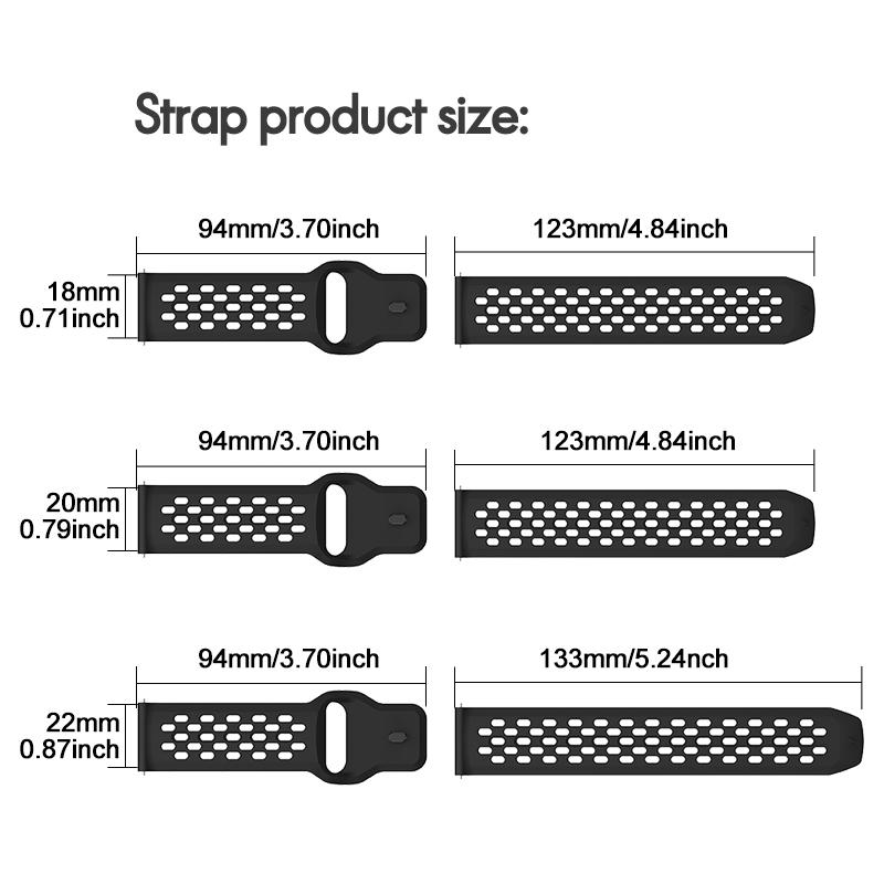 20mm 22mm Hole Silicone Band For Samsung Galaxy Watch 7 FE 6 5 4 for Huawei GT5 4 3 GT2 Pro Bracelet For Garmin Vivoactive4