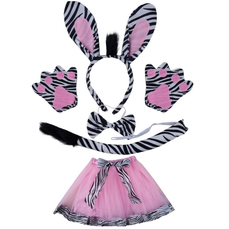 Animal Zebras Headbands Zebras Bowtie Cartoon Ears Hair Hoop Zebras Tail Headwear Party Cosplay Photography