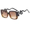 Fashion Double-headed Snake Metal Sunglasses - Large Frame, European & American Style, Internet Celebrity Trend
