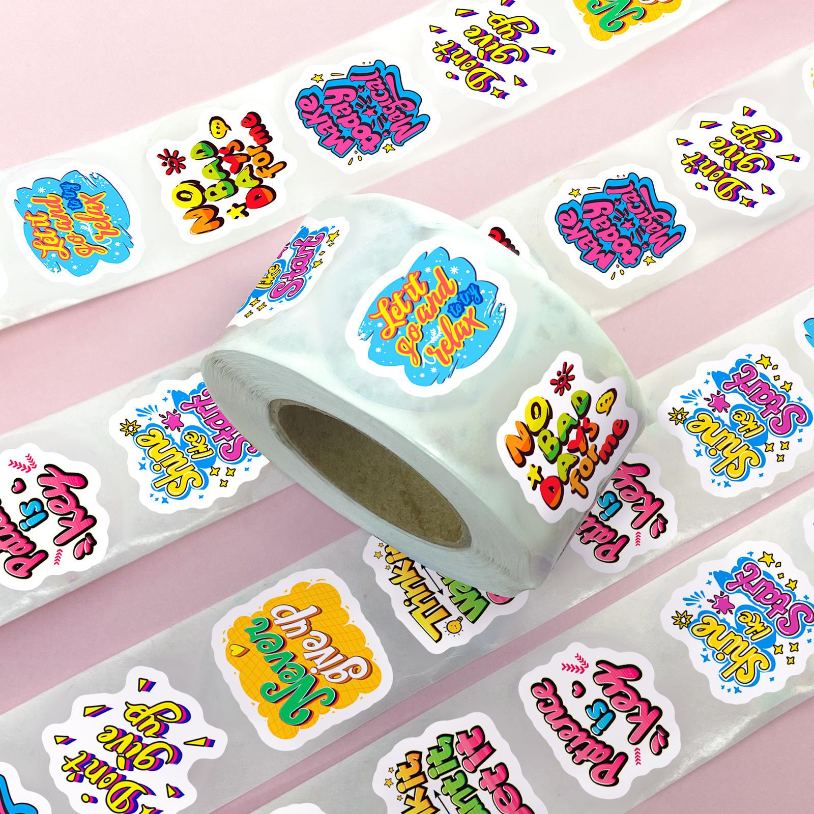 

500 Pieces/roll New Product Cartoon Roll Package Stickers Motivational Text Children s Gift Stickers Decoration