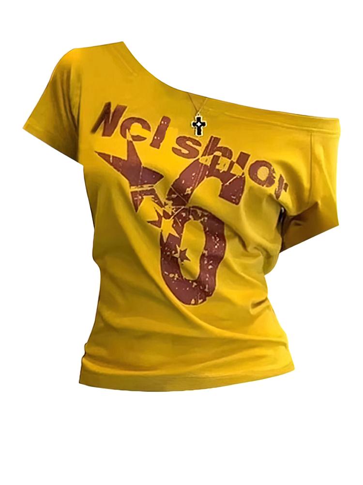 Y2k Sport Summer Off shoulder Top Women Sexy Vintage 2000s Short sleeve T shirt  Lady Body Basic Crop Top Female Casual M