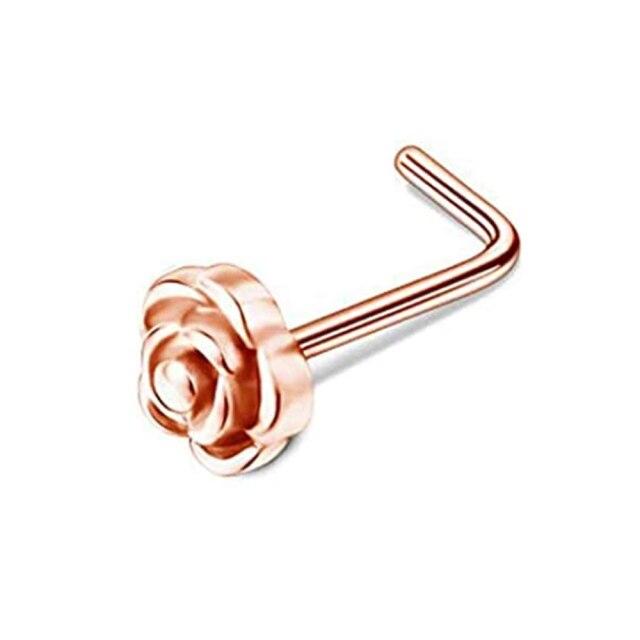 Stainless Steel L Shaped Nose Rings Cz Nose Stud Body Piercing Jewelry