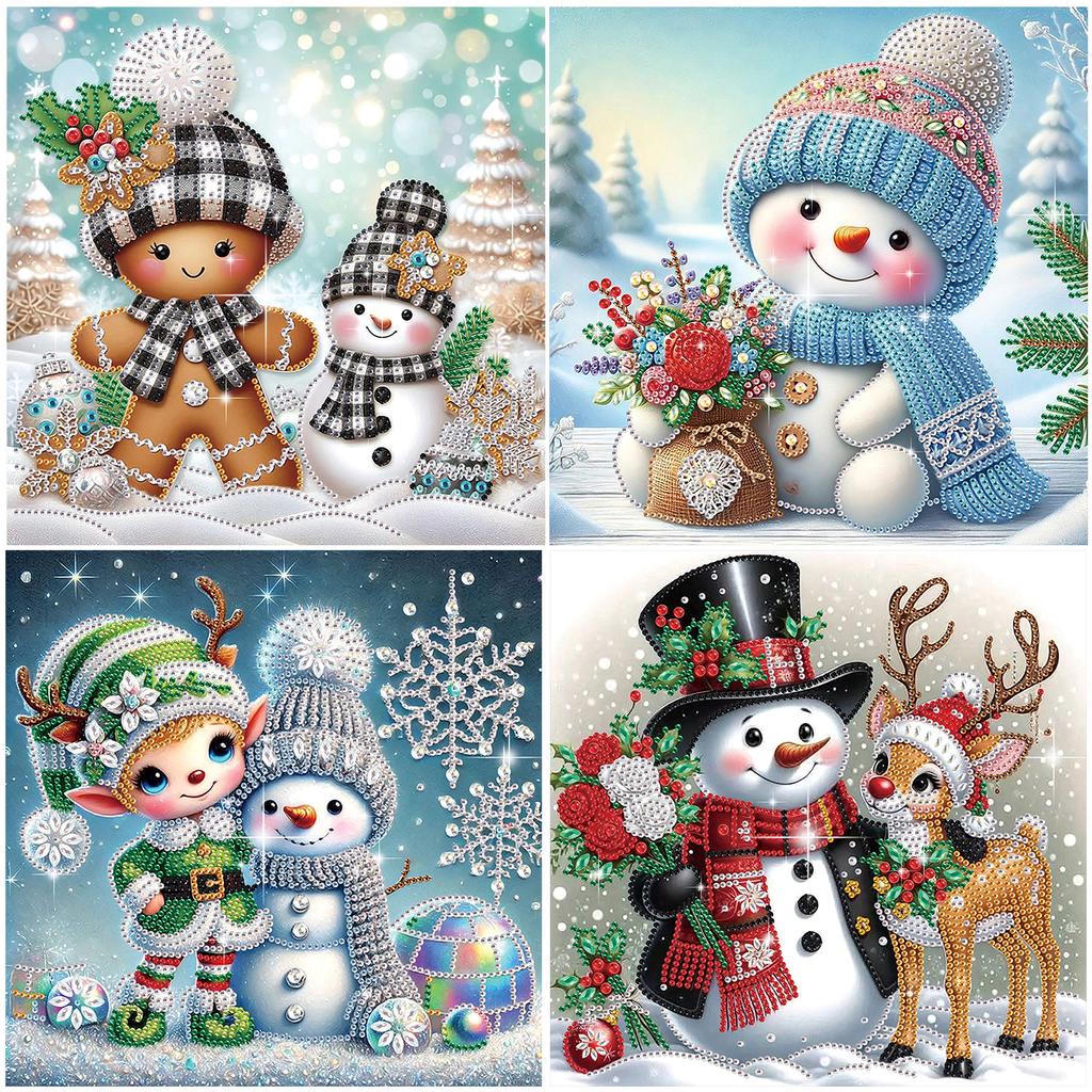 Snowman 5D DIY Diamond Art Painting Kits for Home Wall Decoration Special Shape Partial Drill Dimond Art Paintings 11.81x11.81in