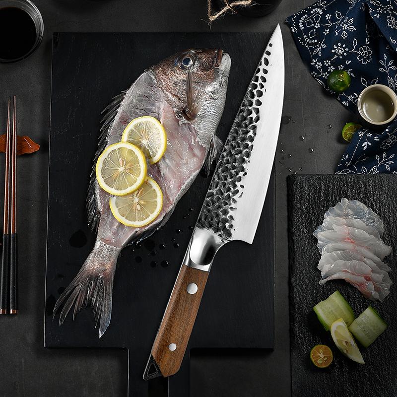 Professional Chef Knife Hand Forged Stainless Steel Kitchen Butcher Knives Vegetables Cutter Meat Slicer Ebony Handle