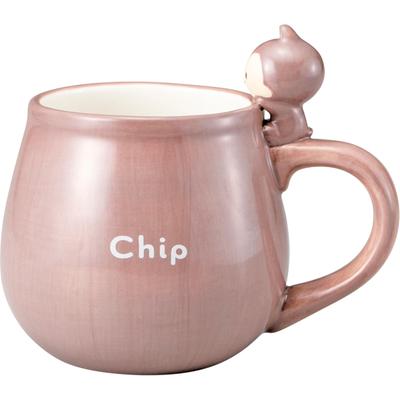 Disney "Chip 'n' Dale" Yululuun Mug with Figure, Large, Approx. 340ml, Approx. 9 X 10cm, Tableware, Chip Merchandise, Birthday Gift, Brown, San4532-3