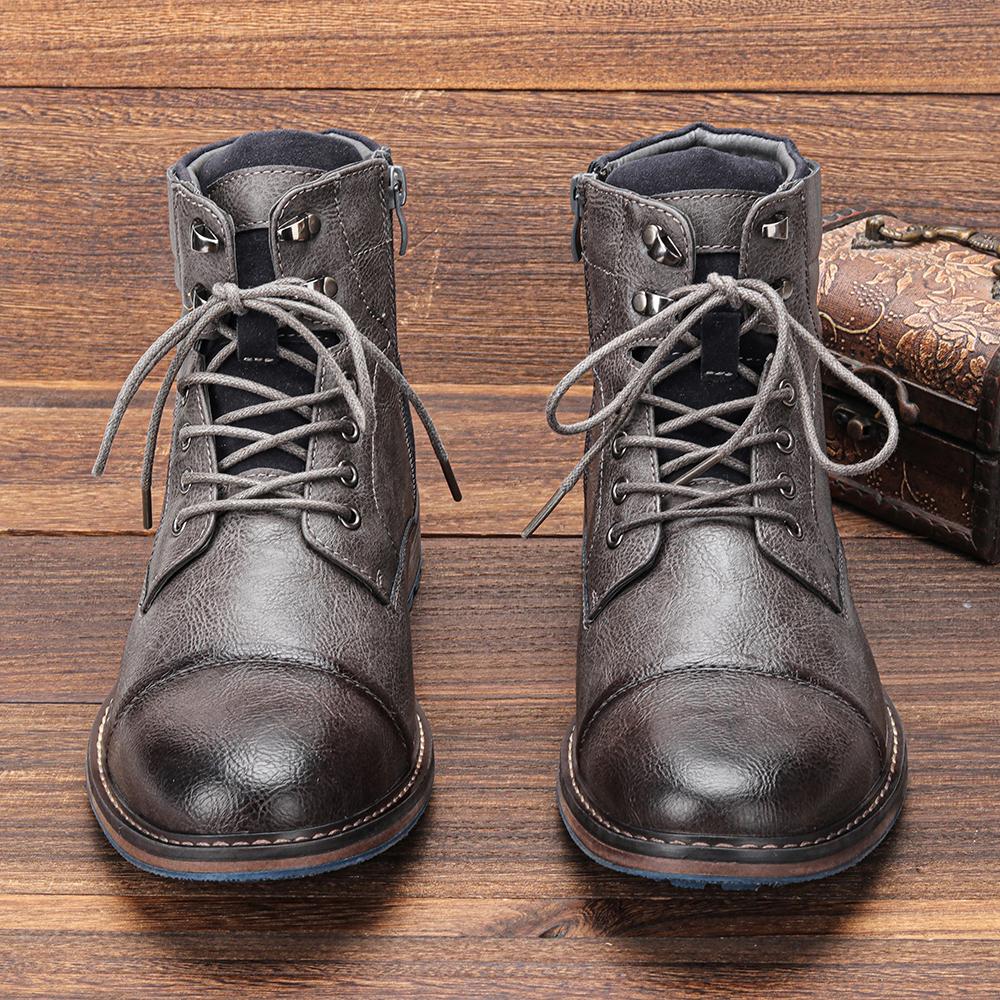 Hohe Martin-Stiefel, Retro Herrenstiefel, Arbeitskleidung, Kurze Stiefel, Herrenschuhe, Übergröße Herrenlederstiefel