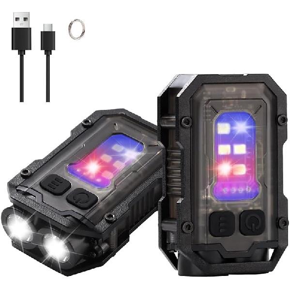 Mini EDC Flashlight, Small Powerful Keychain Flashlight with Sidelight, High Lumens 800lm, USB-C Rechargeable, Keychain Light with Clip - 8 Mode,