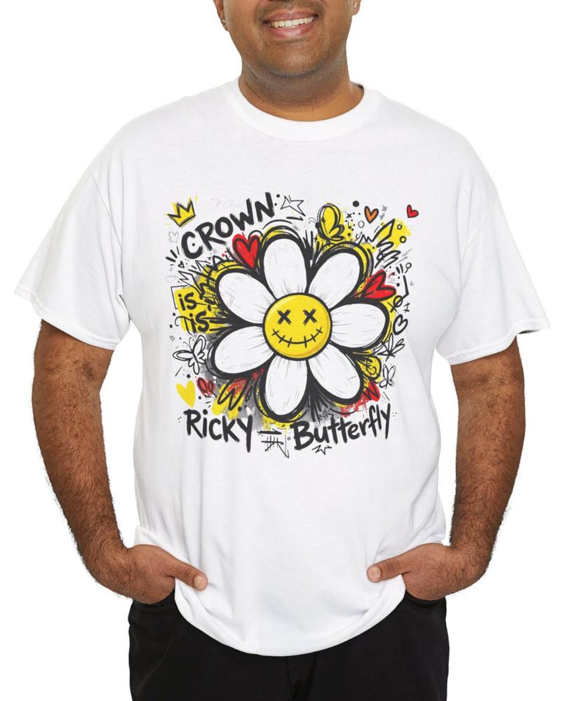 

Whimsical Flower Graphic Tee, Cute Casual T-Shirt 3XL