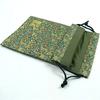 Senshishuin Nishijin Brocade Drawstring Bag Chinese Flowers and Large Size (Lined) - Grass/Green,