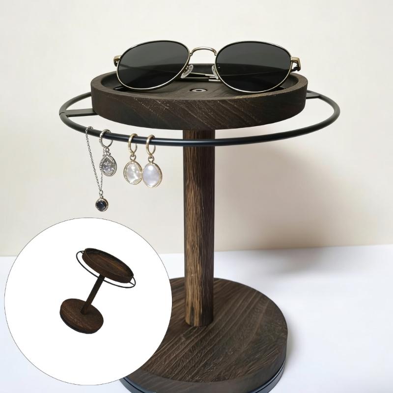 Stylish Rotating Sunglasses Rack Natural Paulownia Wood Space Saving Display Stand For Multiple Pairs