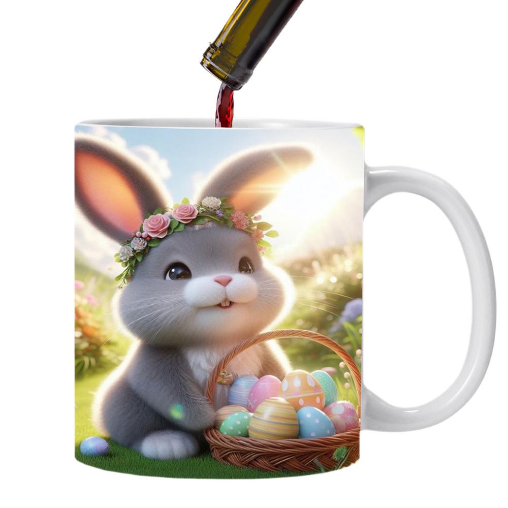 Easter Coffee Cups Colorful Eggs Bunny Easter Coffee Mug Cute Cartoon Ceramic Cup Funny Novelty Portable Mugs For Hot Cocoa