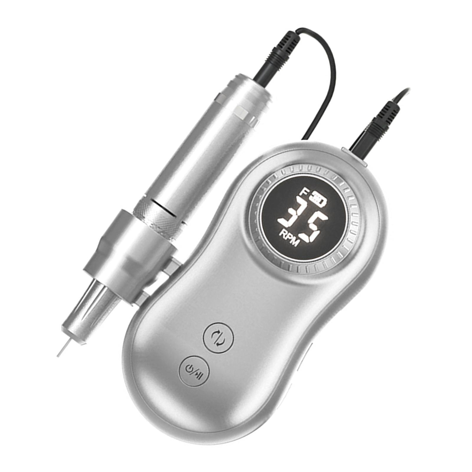 

Машинка для полировки ногтей с ЖК-дисплеем, 35000 об/мин, USB-перезаряжаемая электрическая машинка для полировки ногтей с 6 серебряный