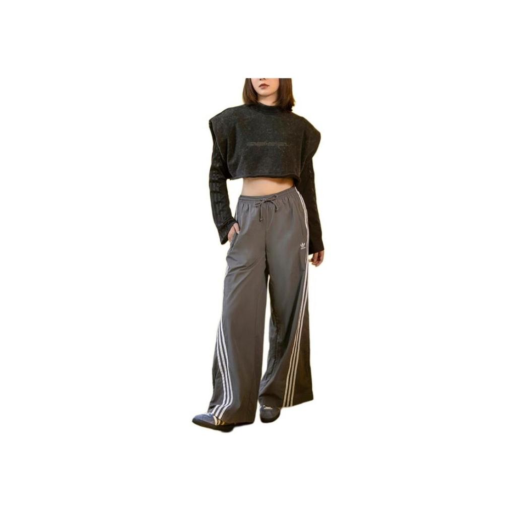 Adidas Originals Oversized Track Pants With Three-Stripe Color Block Women Bottoms Dark-Grey JJ3360