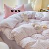 INS Solid Colour Minimalist Pattern Bedding Set For Adults Kids Pink Cute Fitted Sheet With Pillowcases Colorful King Queen Size