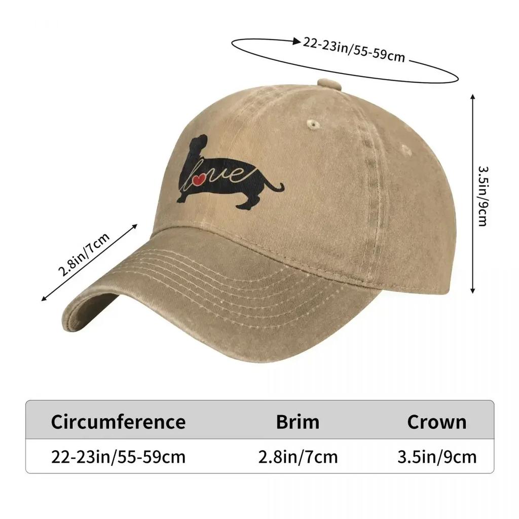 Dachshund Weiner Dog Love Baseball Cap Men Women Distressed Washed Snapback Cap Animal Activities Unstructured Soft Caps Hat