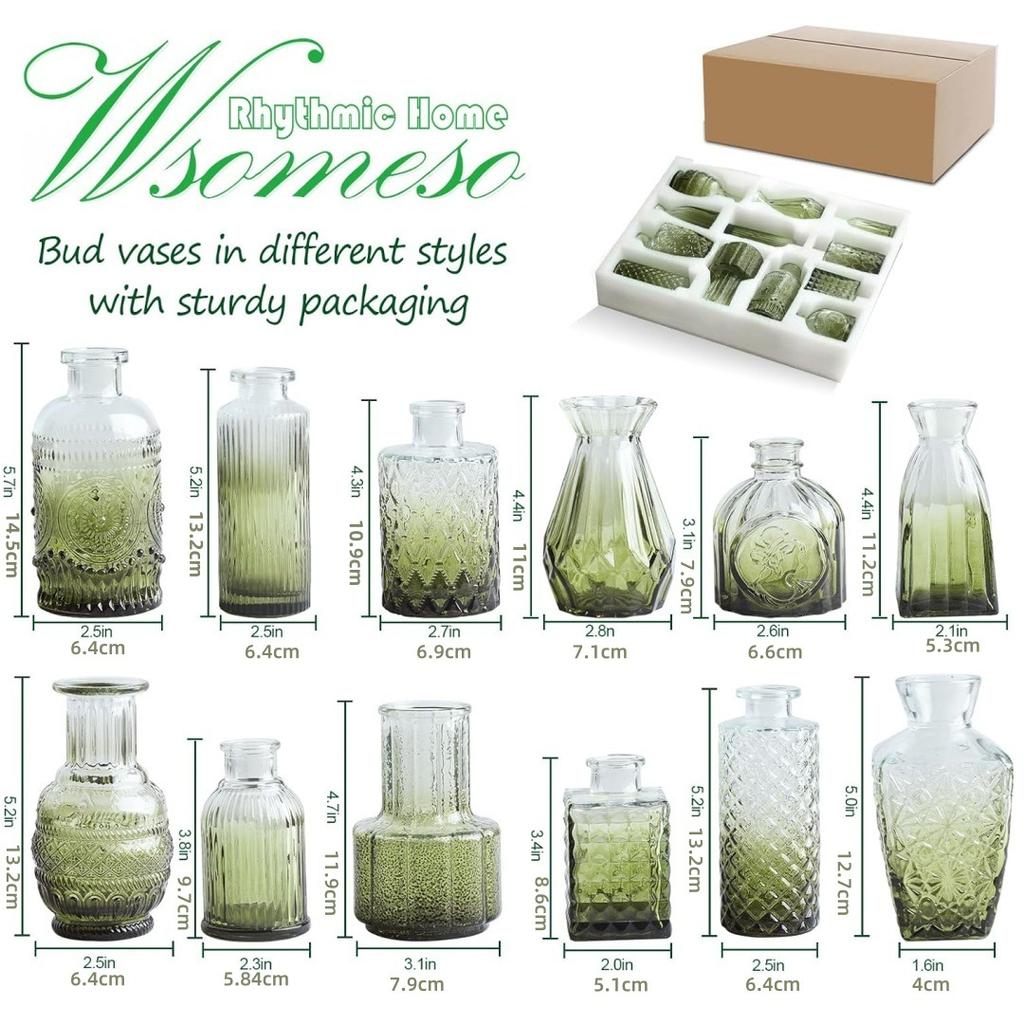 Clear Bud Vases Bulk Small Flower Vases for Wedding Decor Glass Vintage Bottle Set for Centerpieces Home Decor Bottles