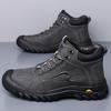 Fashion Men Walking Shoes Winter Thermal Motorcycle Boots for Men Leather Riding Ankle Boots Outdoor Trekking Shoes Non-Slip Men's Boots